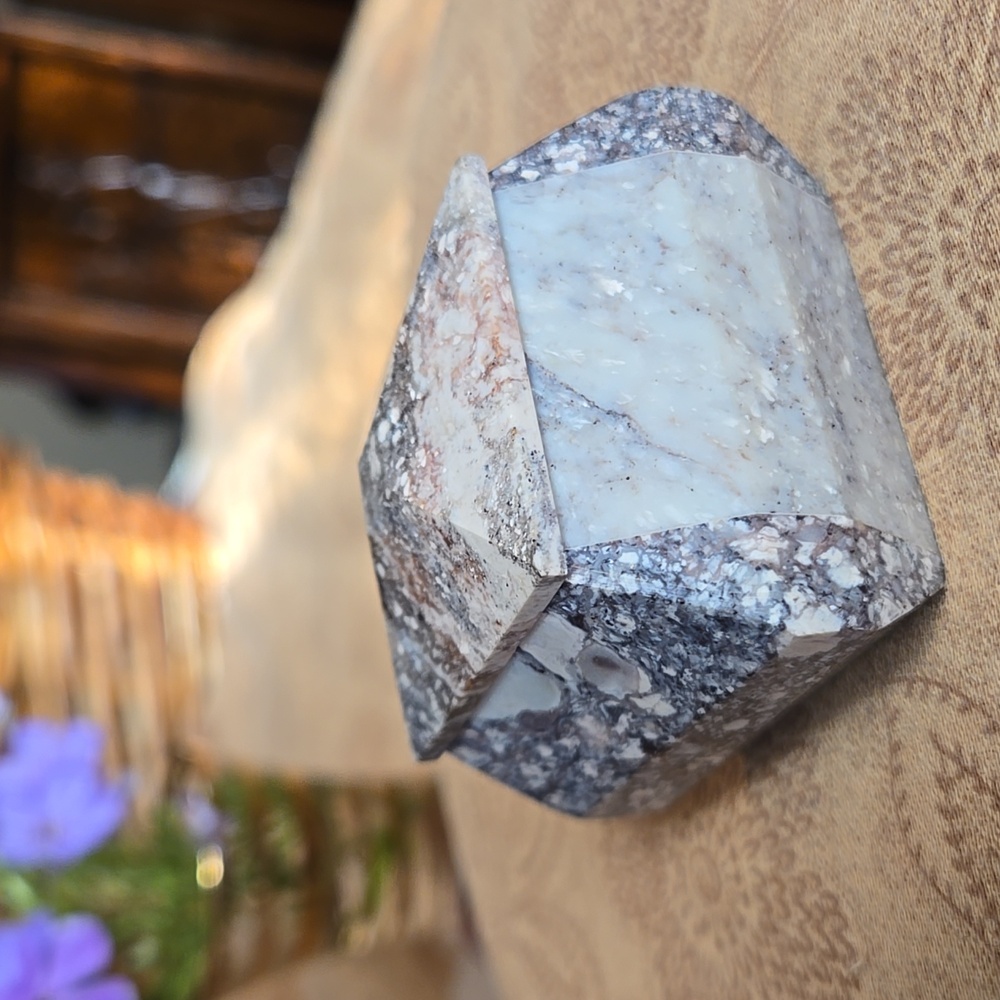 Small Beveled, semi matte Natural Stone, Salt Cellar or Trinket Box